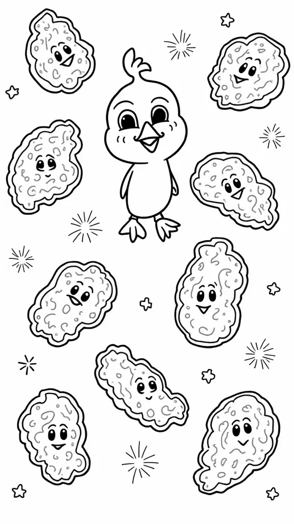 coloriage de pépites de poulet